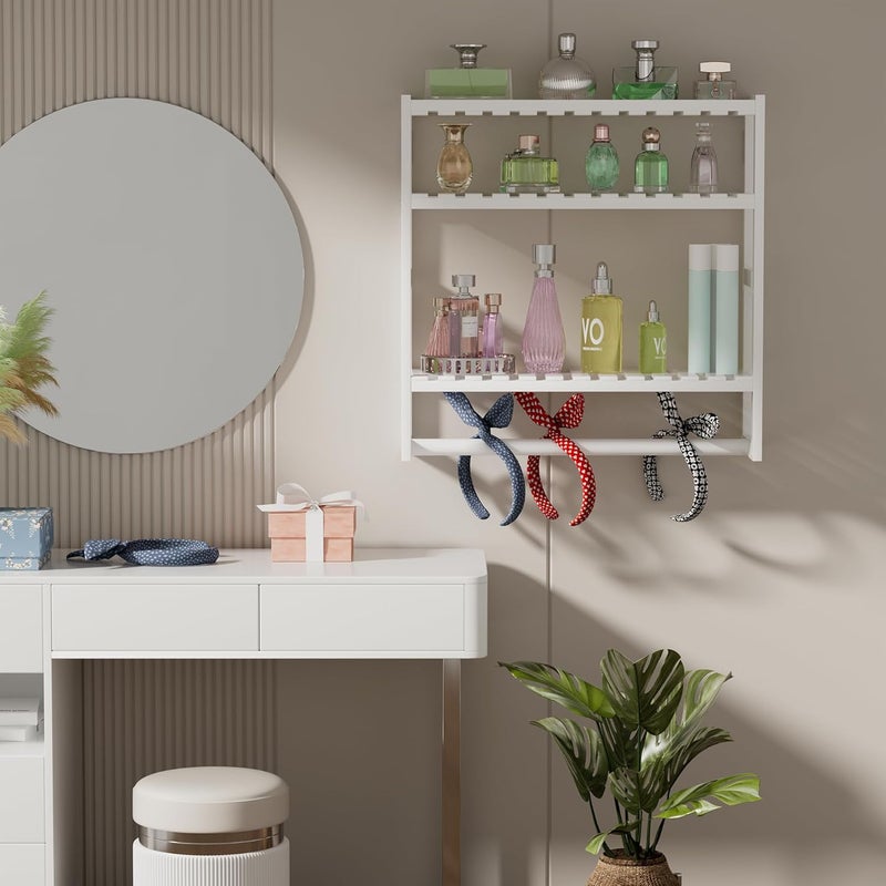 PPN Towel Rack Bathroom Storage Shelves Over The Toilet with Towel Bar 100% Bamboo Adjustable Height Floating Shelf Wall Shower Shelf for Small Space Bathroom Kitchen Multi Usage White New 2Pack - Image 5
